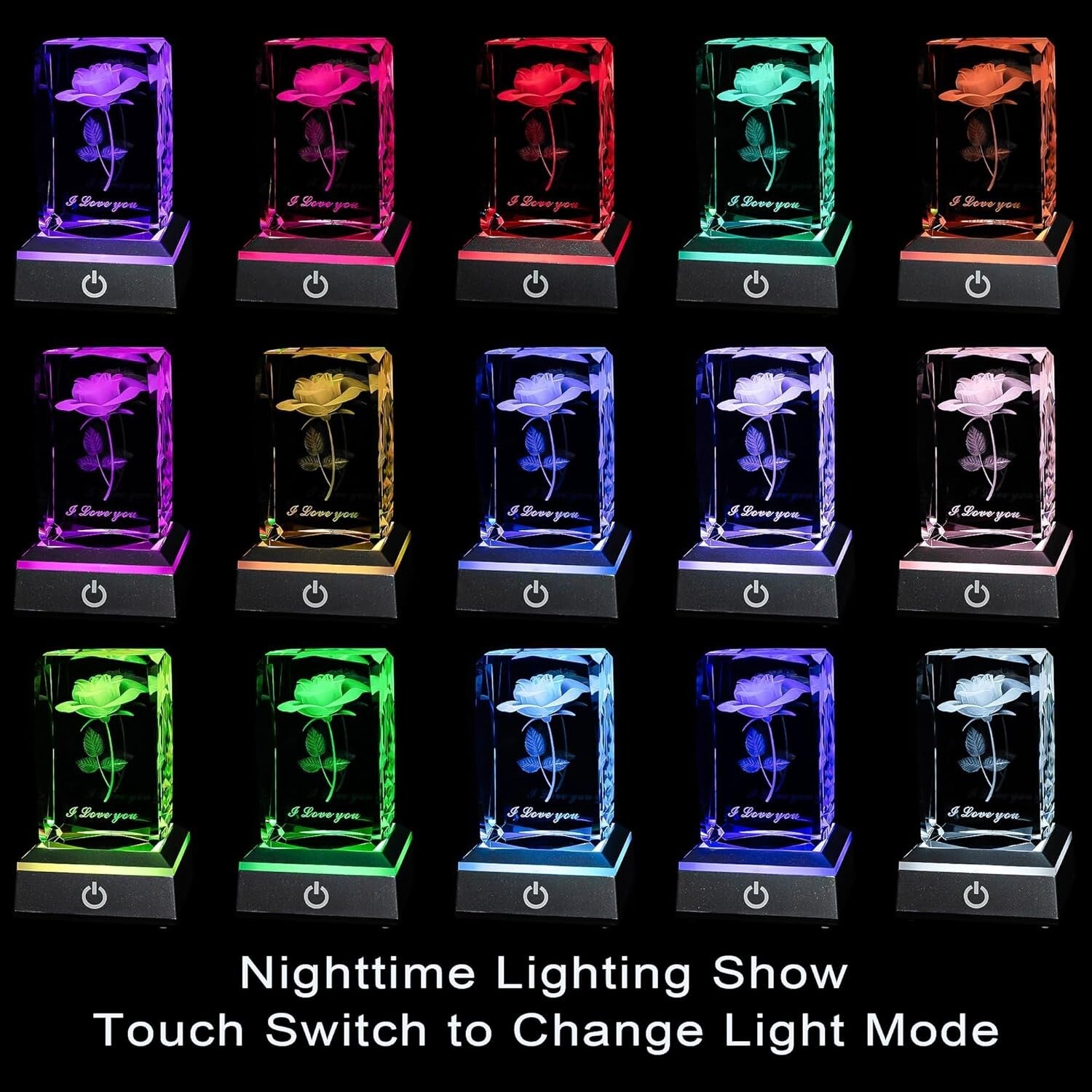 Elegant 3D Laser Engraved Crystal Nightlight - Touch Control, Portable Design