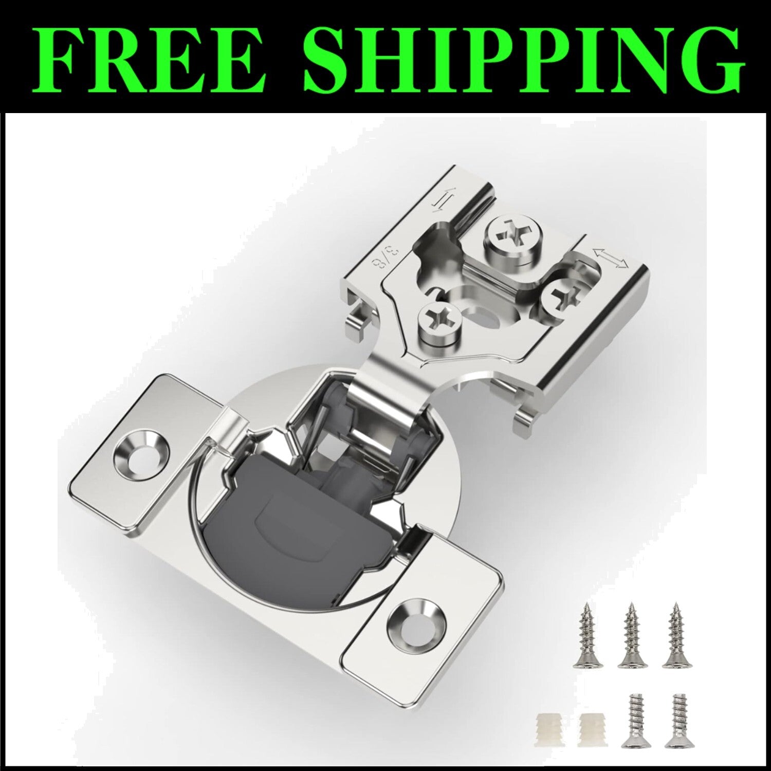 Quiet & Safe 20 Pieces 3/8 Inch Overlay Soft Close Cabinet Hinges - 105° Angle