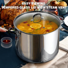Load image into Gallery viewer, Versatile 24qt Sauce Pot with Tempered Glass Lid - Professional Stainless Steel