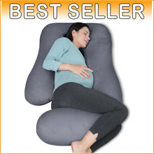 Load image into Gallery viewer, Premium U-Shaped Full Body Maternity Pillow with Removable Cover - Dark Grey