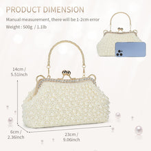 Load image into Gallery viewer, Handcrafted Vintage Pearl Evening Bag with Detachable Chain - Perfect for Brides