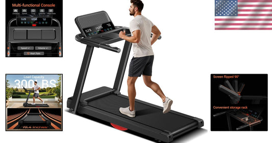 Premium Foldable Treadmill with Dual Cushion and Heart Rate Monitoring, 300lbs
