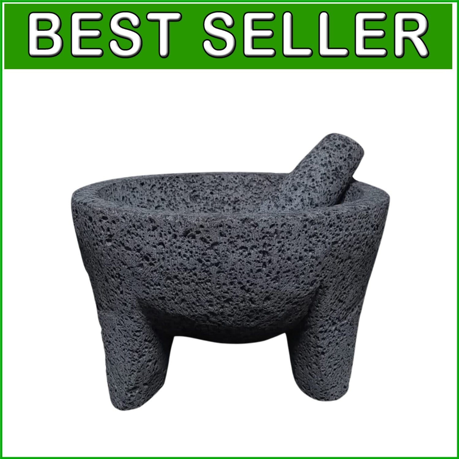 Culinary Craftsmanship - 8.6-Inch Molcajete Mortar and Pestle in Lava Stone