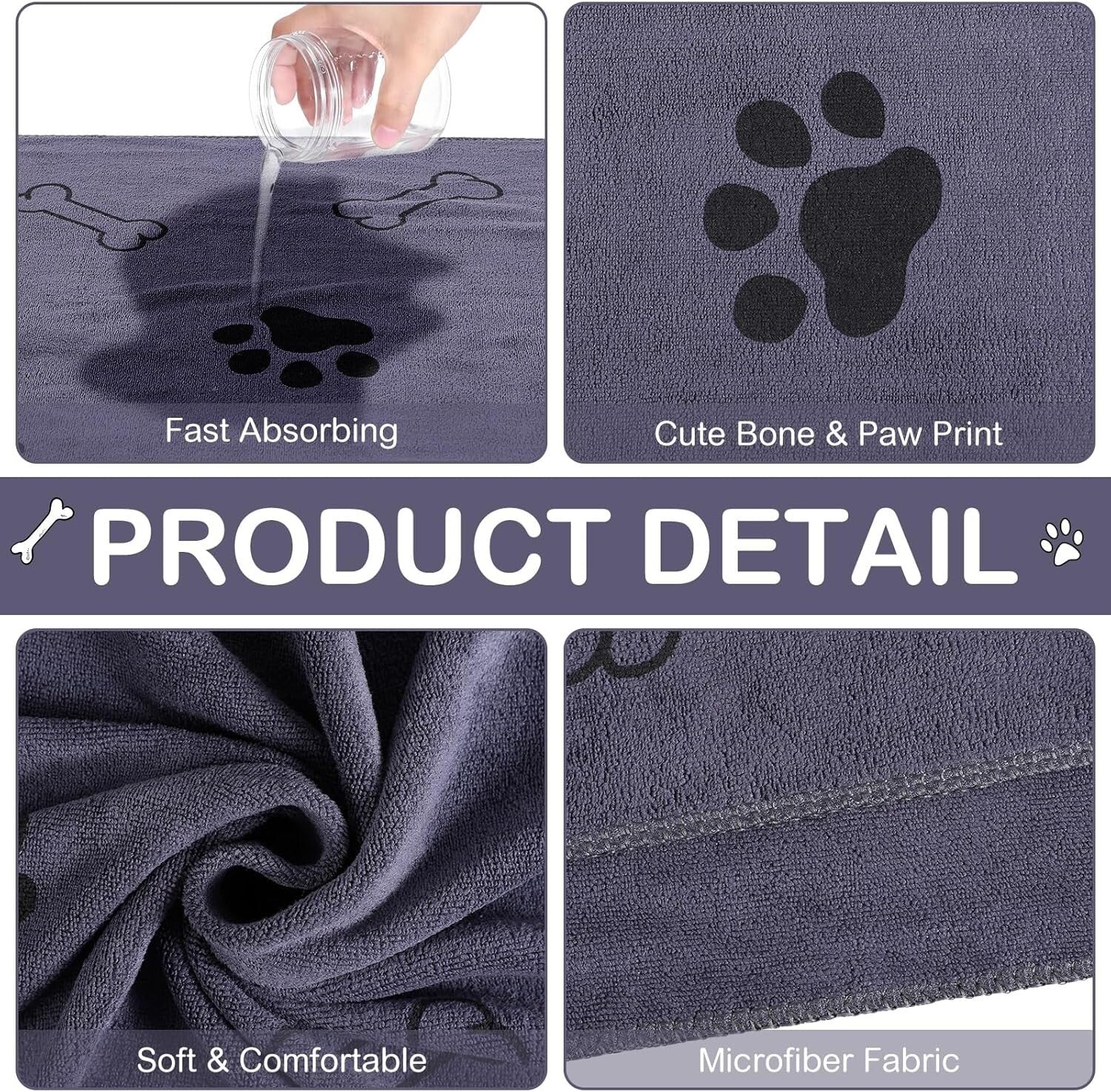 Soft & Quick-Drying Pet Towels - 8 Pack Microfiber Towels for Dogs, 55 x 28 Inch