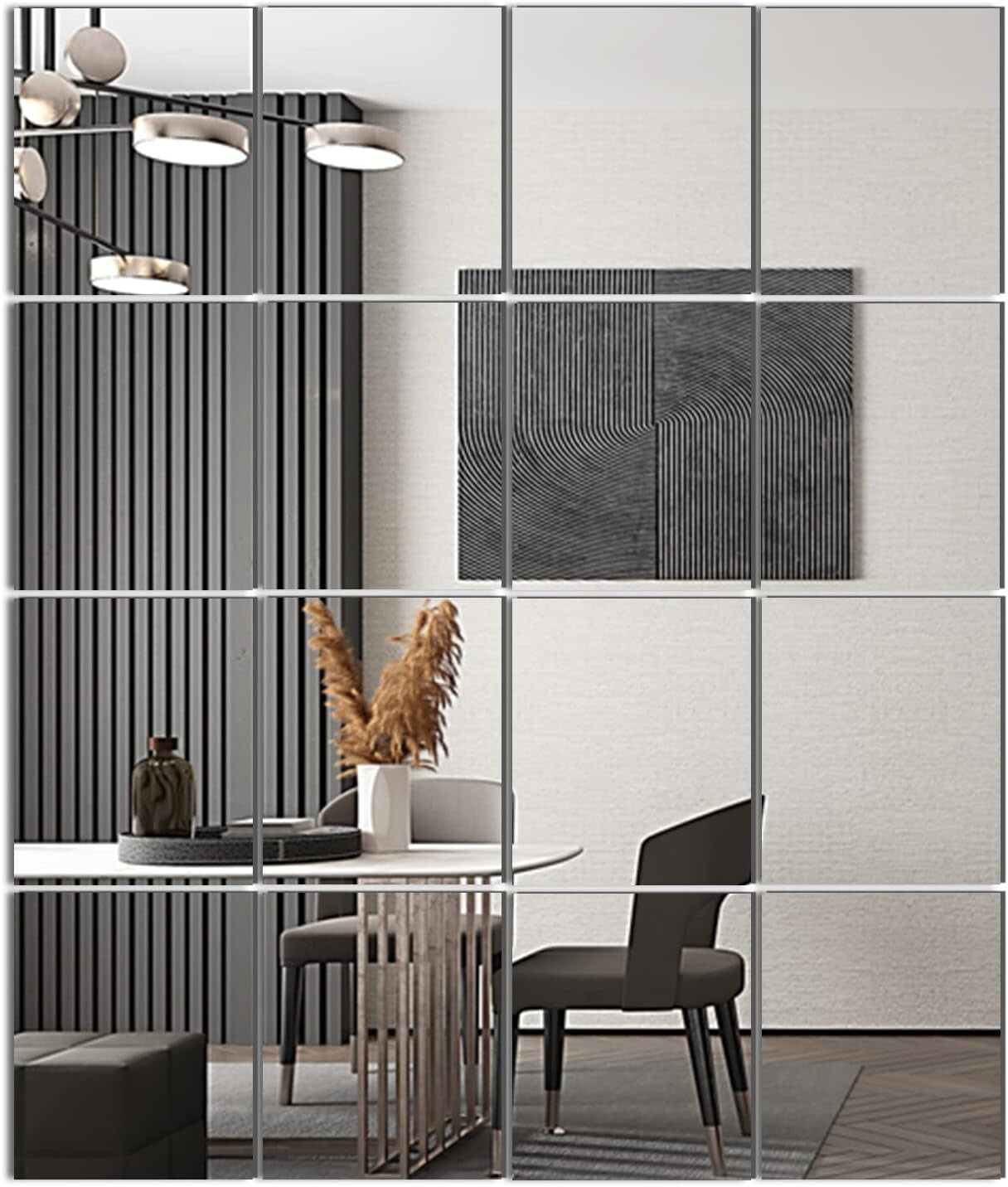 16 Piece Polished Glass Mirror Tiles - Perfect for Home Gym & Stylish Entryways