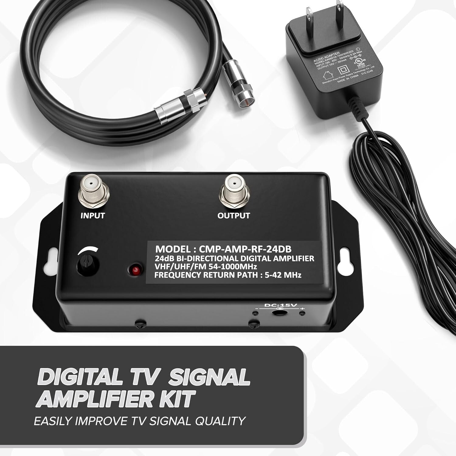 1000 MHz Signal Booster - Heavy Duty Antenna Amplifier for Crystal Clear TV