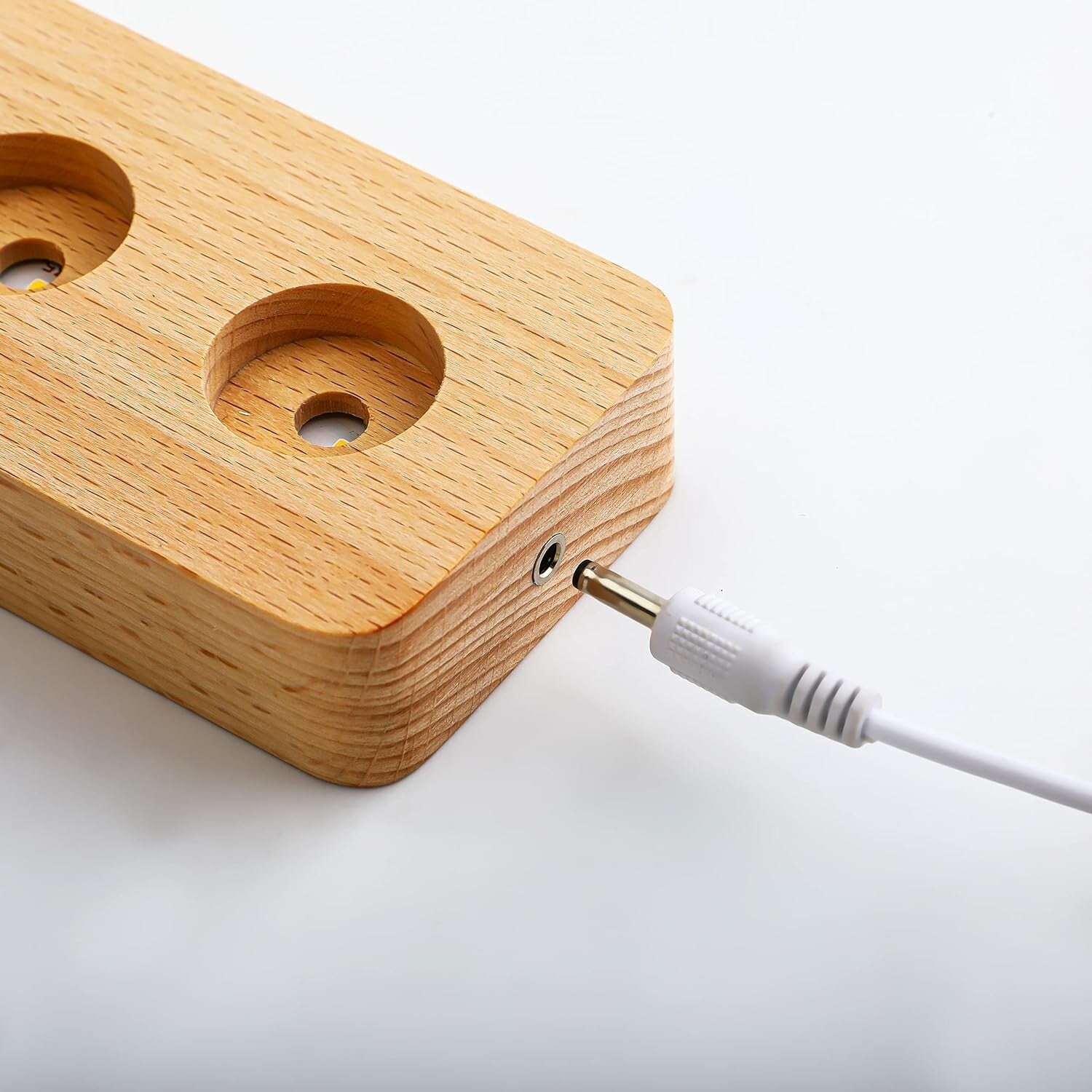 Multicolor 7 Chakra Crystal Spheres on Wooden LED Base - Perfect Gift Set