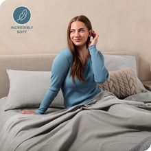 Load image into Gallery viewer, Luxuriously Soft 100% Cotton Flannel Queen Sheet Set - Deep Pocket Light Grey