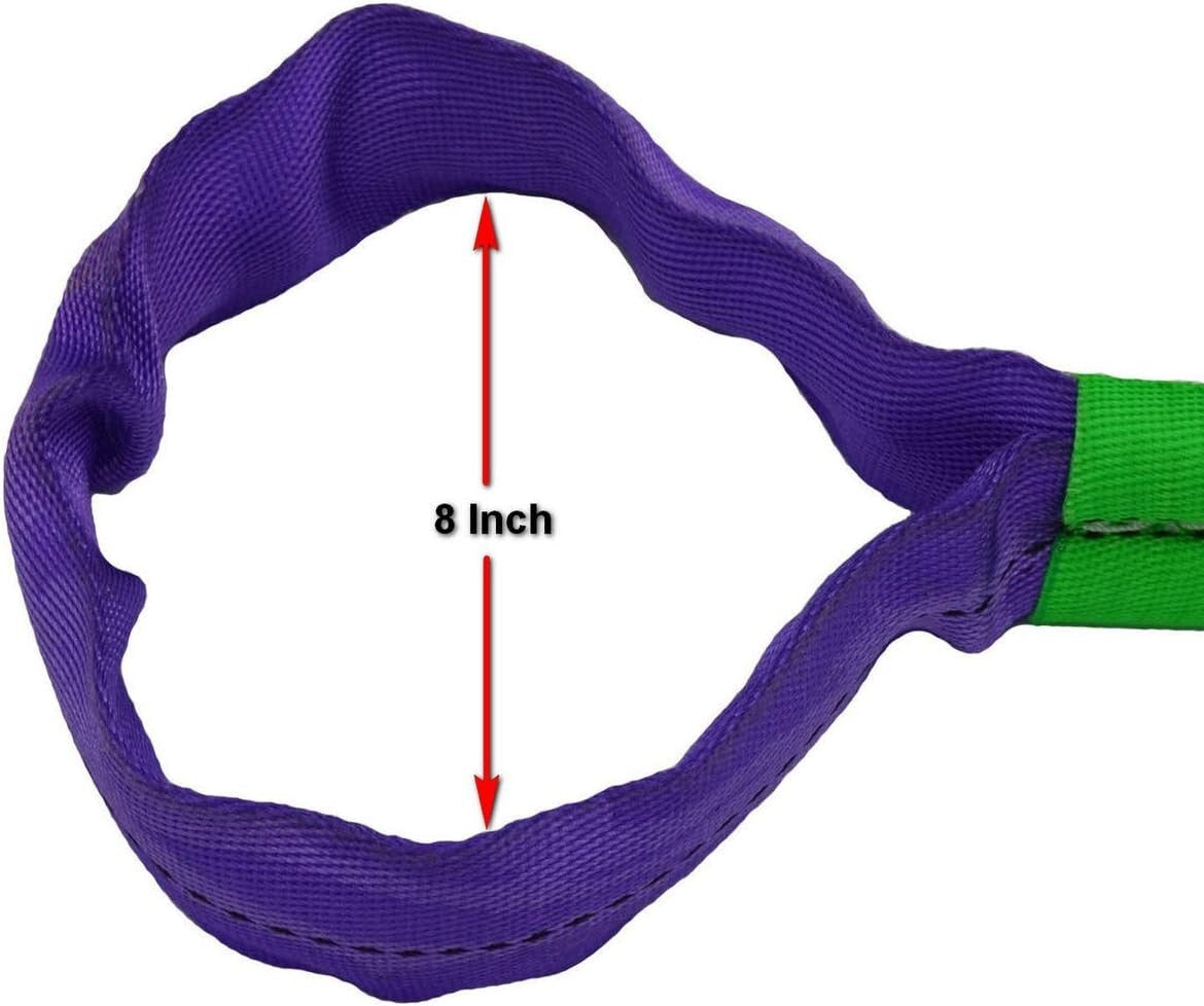 Heavy Duty 2" x 8' Lifting Sling Straps - Safe 4400 lbs Vertical Load - 2-Pack