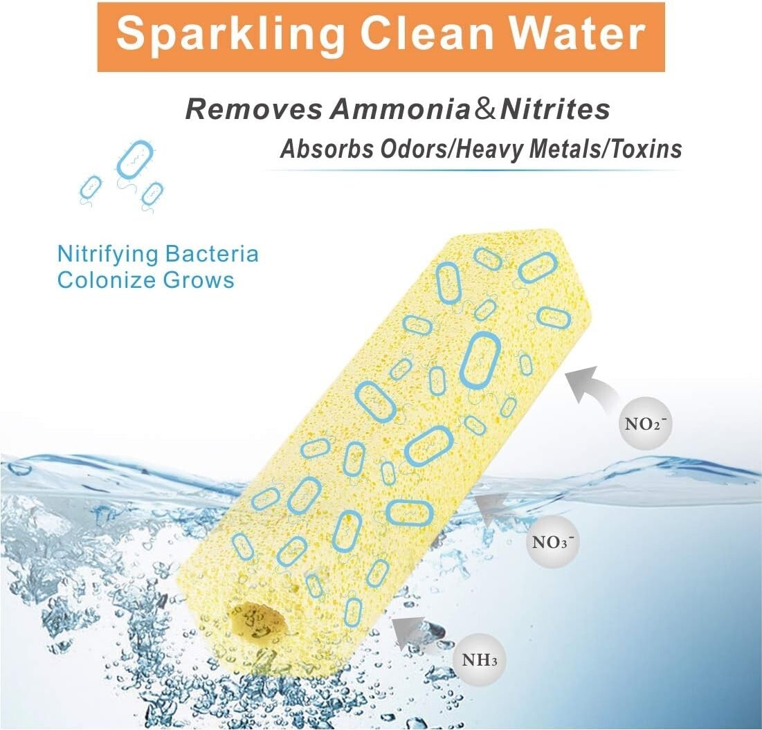 7.9 lbs 40-Pack Aquarium Bio Media Blocks - Enhance Water Clarity & Fish Health