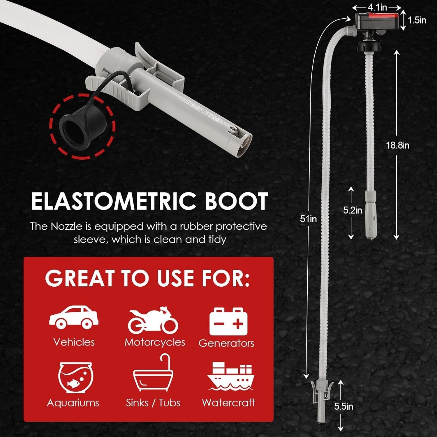 Efficient Fuel Transfer Pump – Delivers 2.4 GPM with Long Hose & Quiet Operation