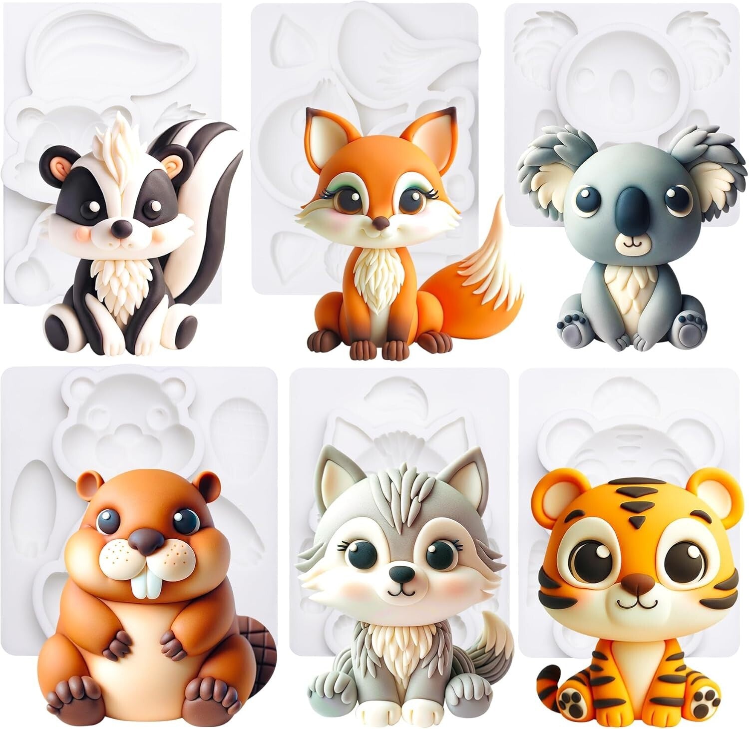 Food-Grade Woodland Animal Cake Topper Molds - Perfect for Kids' Parties