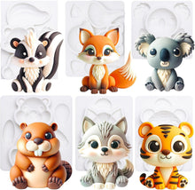 Load image into Gallery viewer, Food-Grade Woodland Animal Cake Topper Molds - Perfect for Kids' Parties