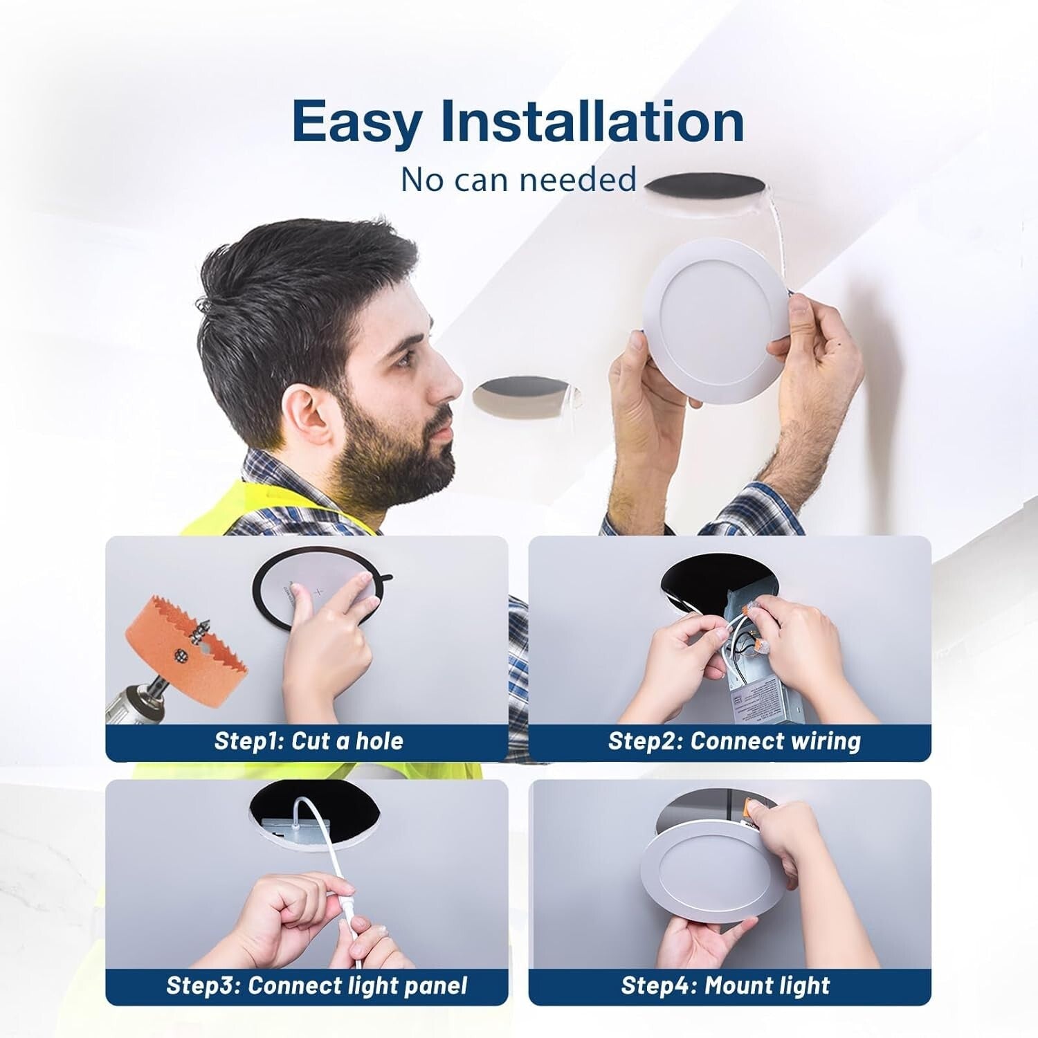 6 Pack 6-Inch Modern LED Recessed Lights - Dimmable, Color Selectable & Bright