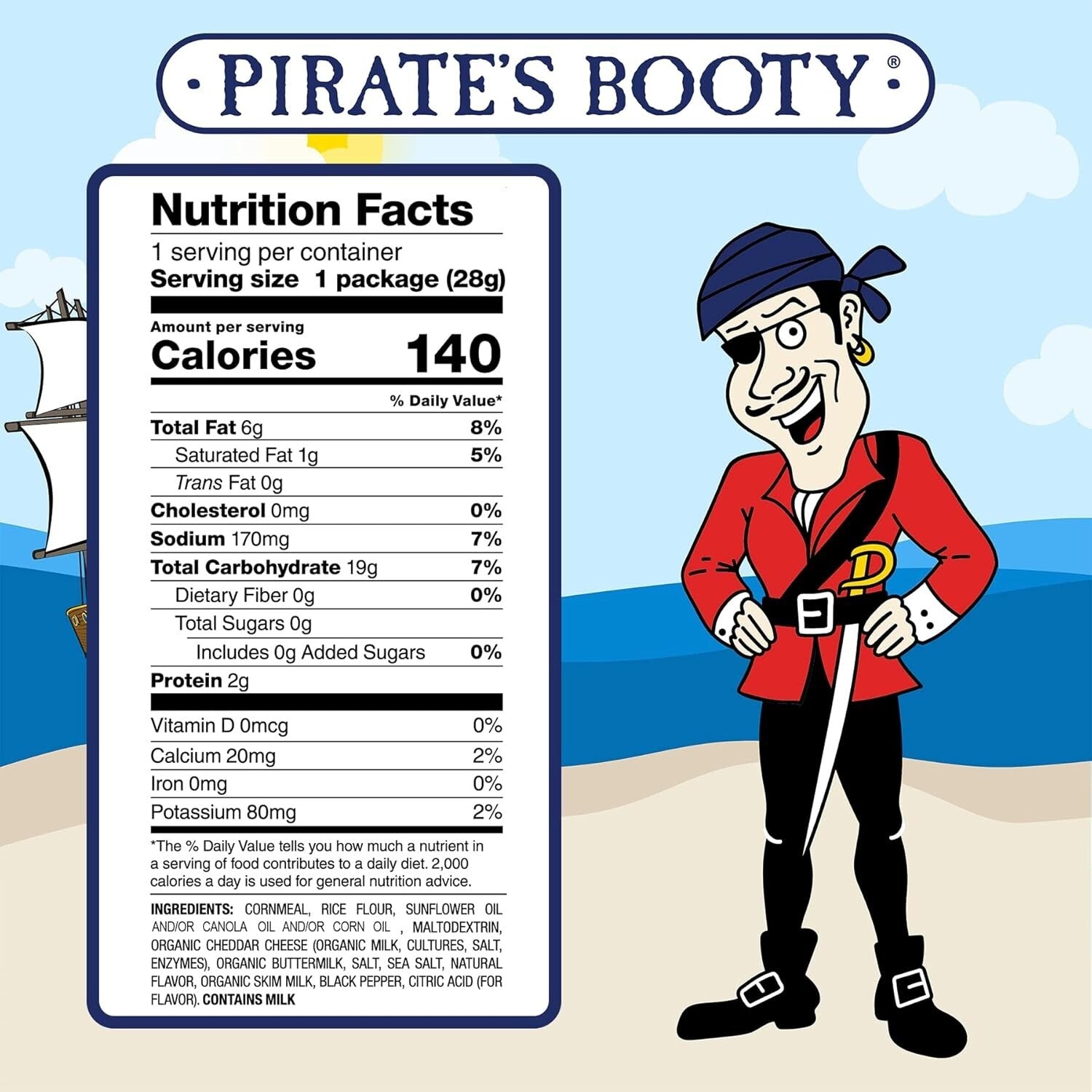 Delicious Pirate's Booty Aged White Cheddar Puffs - 30 Pack, Gluten-Free Snacks