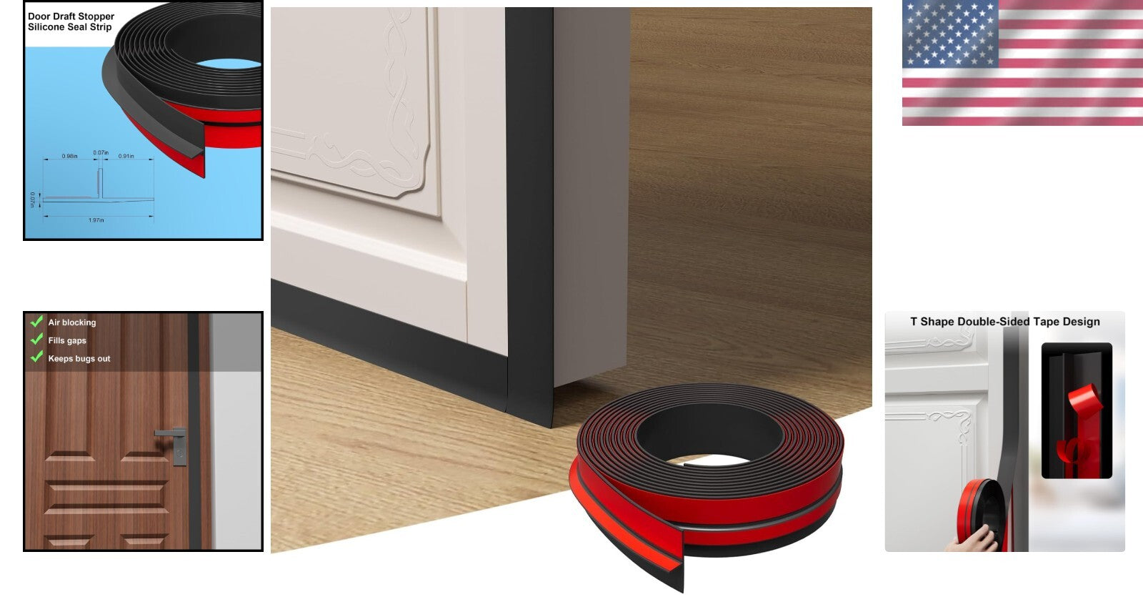 Multi-Functional T-Shaped Weather Seal, 1.97 in x 40 ft - Energy-Saving Solution