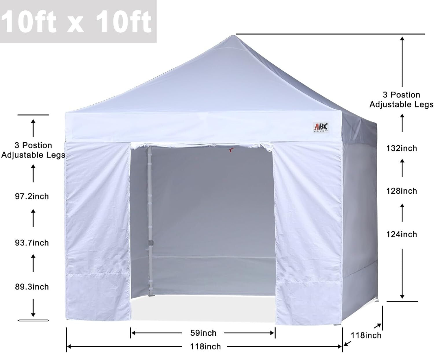 10x10 Commercial Pop-Up Canopy Tent with Sidewalls - Quick Setup, Waterproof