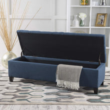 Load image into Gallery viewer, Luxurious Dark Blue Ottoman Bench - Functional Storage &amp; Extra Seating, 51" Wide