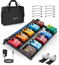 Load image into Gallery viewer, Premium 21" Pedal Board with Built-in Power &amp; Carry Bag - Perfect for Musicians