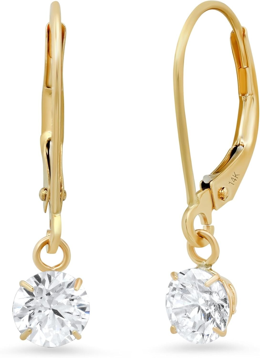 Stunning 1 CT.TW Cubic Zirconia Dangle Earrings in 14k Gold - Lifetime Guarantee