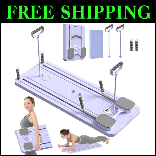Multi-Purpose Foldable Pilates Board with High Resistance Straps for All Levels