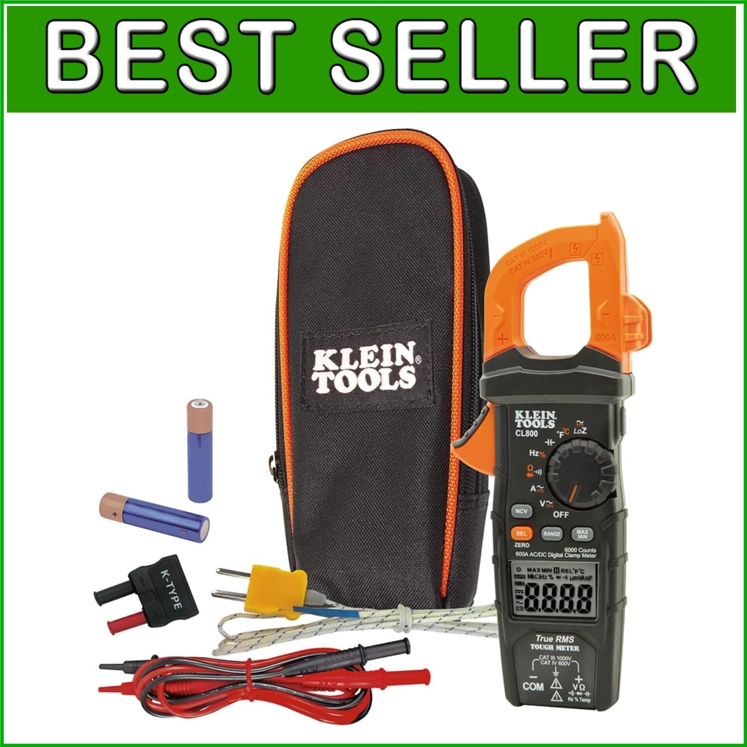 Durable Electrical Tester - Clamp Meter with Carrying Case and Test Accessories