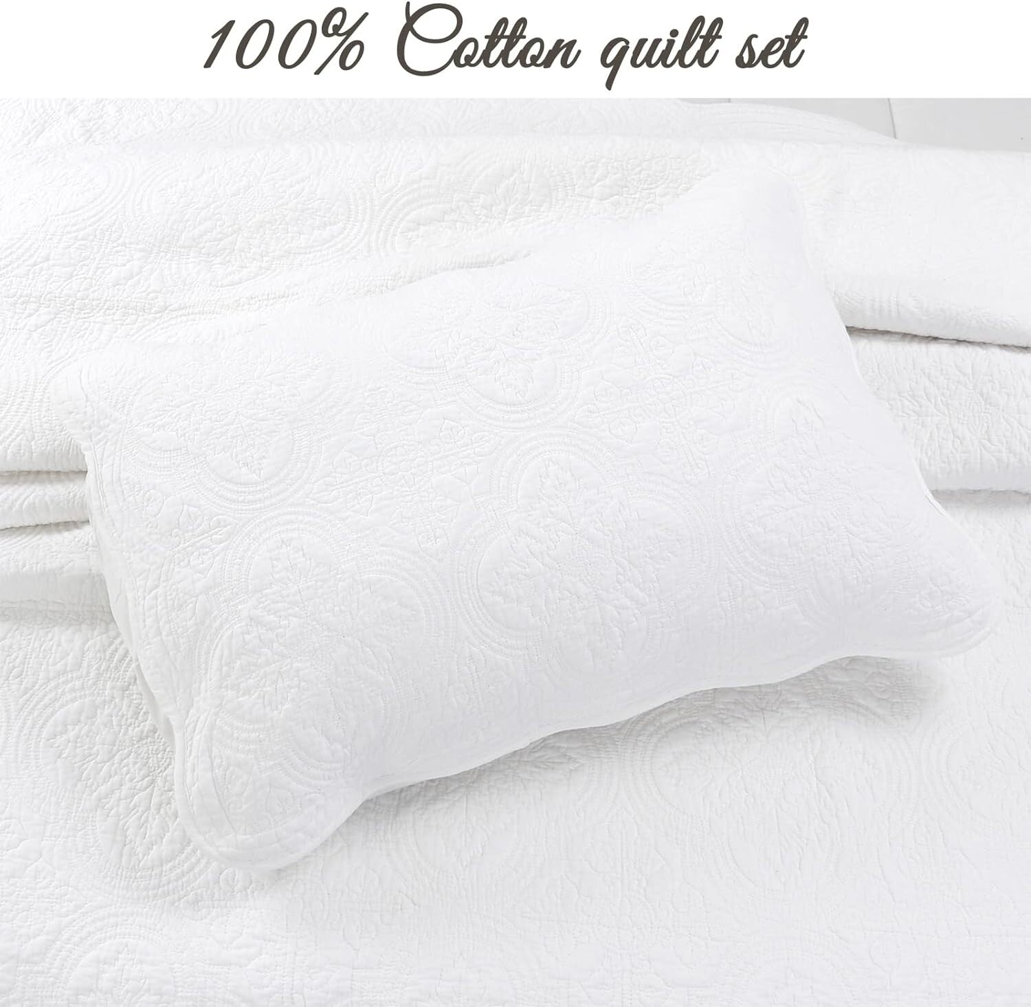 Elegant King Size 3 Piece Cotton Embossed Bedding Set - All Season Comfort