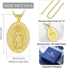 Load image into Gallery viewer, Unique 925 Sterling Silver &amp; Gold Miraculous Medal Pendant - Gift Box Included