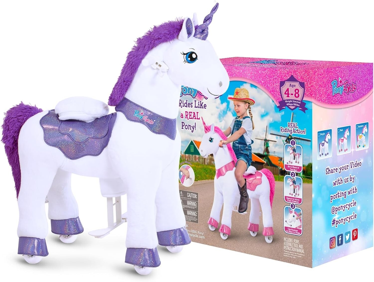 Interactive 30-Inch Unicorn Riding Stuffed Animal - Safe Fun for Young Riders