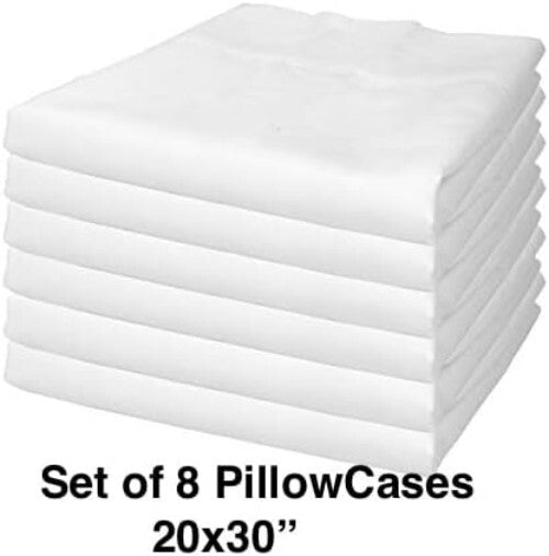 Durable & Skin-Friendly Cotton Pillowcases - Elegant 8-Pack for Luxurious Sleep