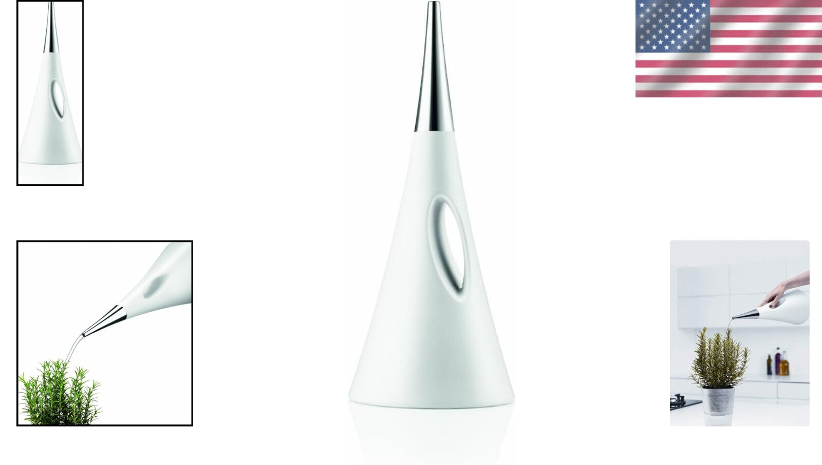 0.53 Gallon AquaStar Watering Can with Pointed Spout - Minimalist White Elegance
