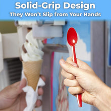 Load image into Gallery viewer, Colorful 8-Inch Plastic Spoons: 500ct Heavy-Duty Dessert Utensils in Sundae Red