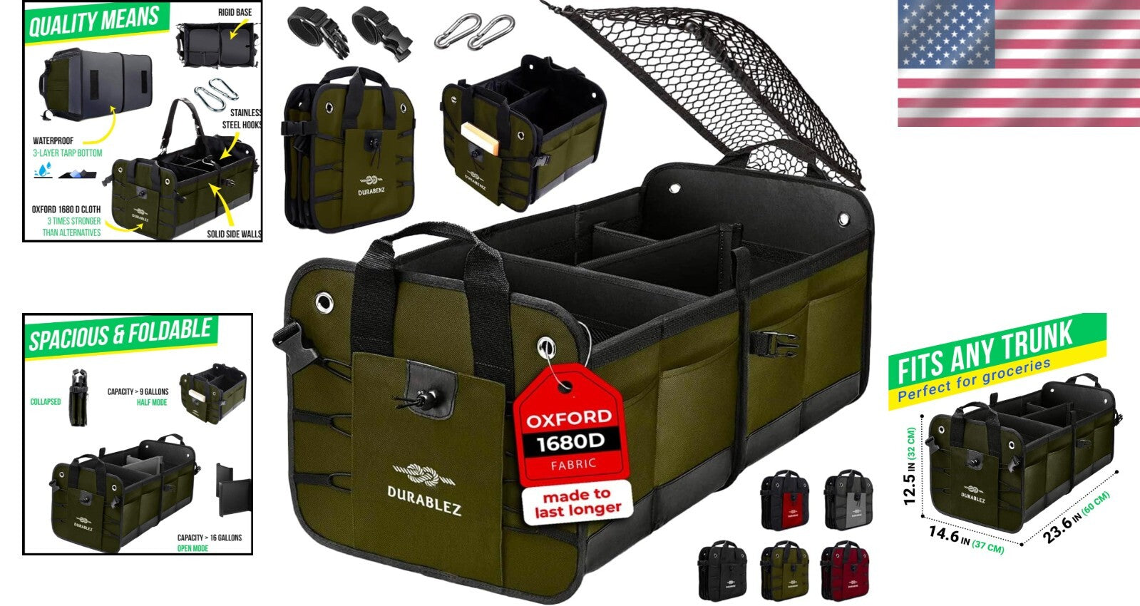 Premium Collapsible Organizer for Trucks, SUVs, and Sedans - 2.5 Cu Ft Capacity