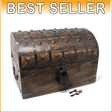 Load image into Gallery viewer, X-Large Handcrafted Pirate Treasure Chest with Lock &amp; Skeleton Key - 16x11