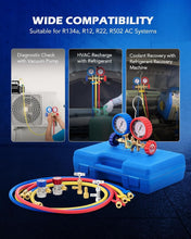 Load image into Gallery viewer, Comprehensive 5FT AC Manifold Gauge Kit with Color-Coded Hoses &amp; Adapters
