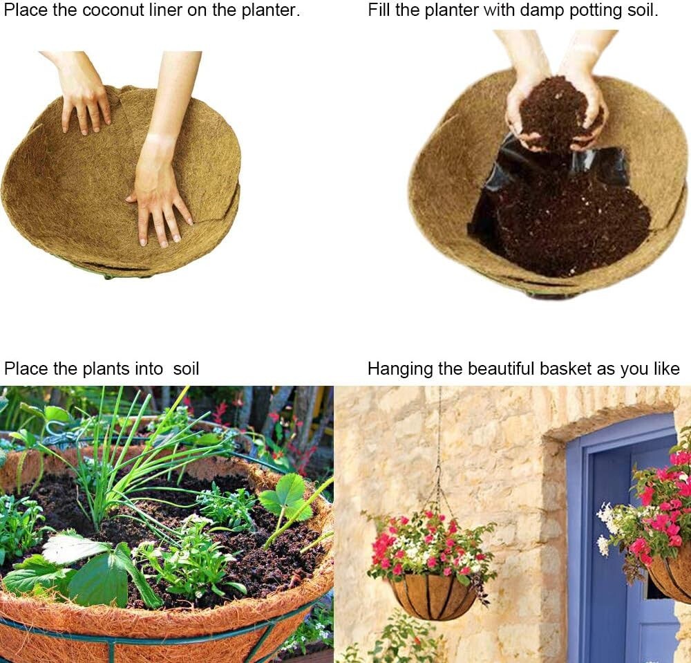 2 PCS 22" Round Coco Liners for Planters - Breathable Coconut Fiber Replacement