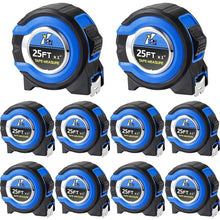 Load image into Gallery viewer, Retractable Measuring Tape 10-Pack – 25ft Steel Blades with Easy-Read Design