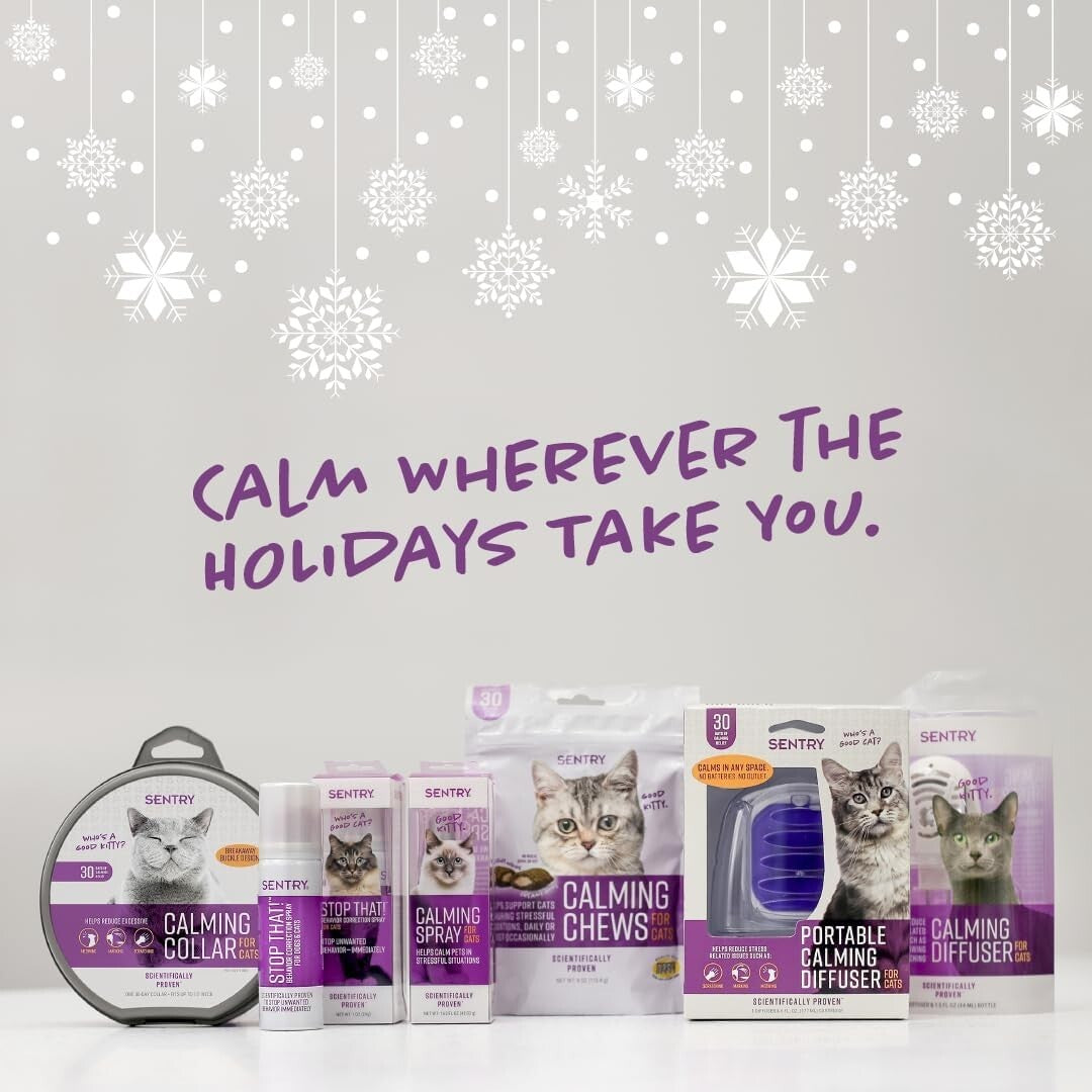 Purple Calming Collar for All Cats - Reduces Stress & Unwanted Behavior, 3 Count