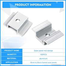 Load image into Gallery viewer, Durable 1.06 Inch Solar Panel Mid Clamps - Corrosion-Resistant Mounting Kit