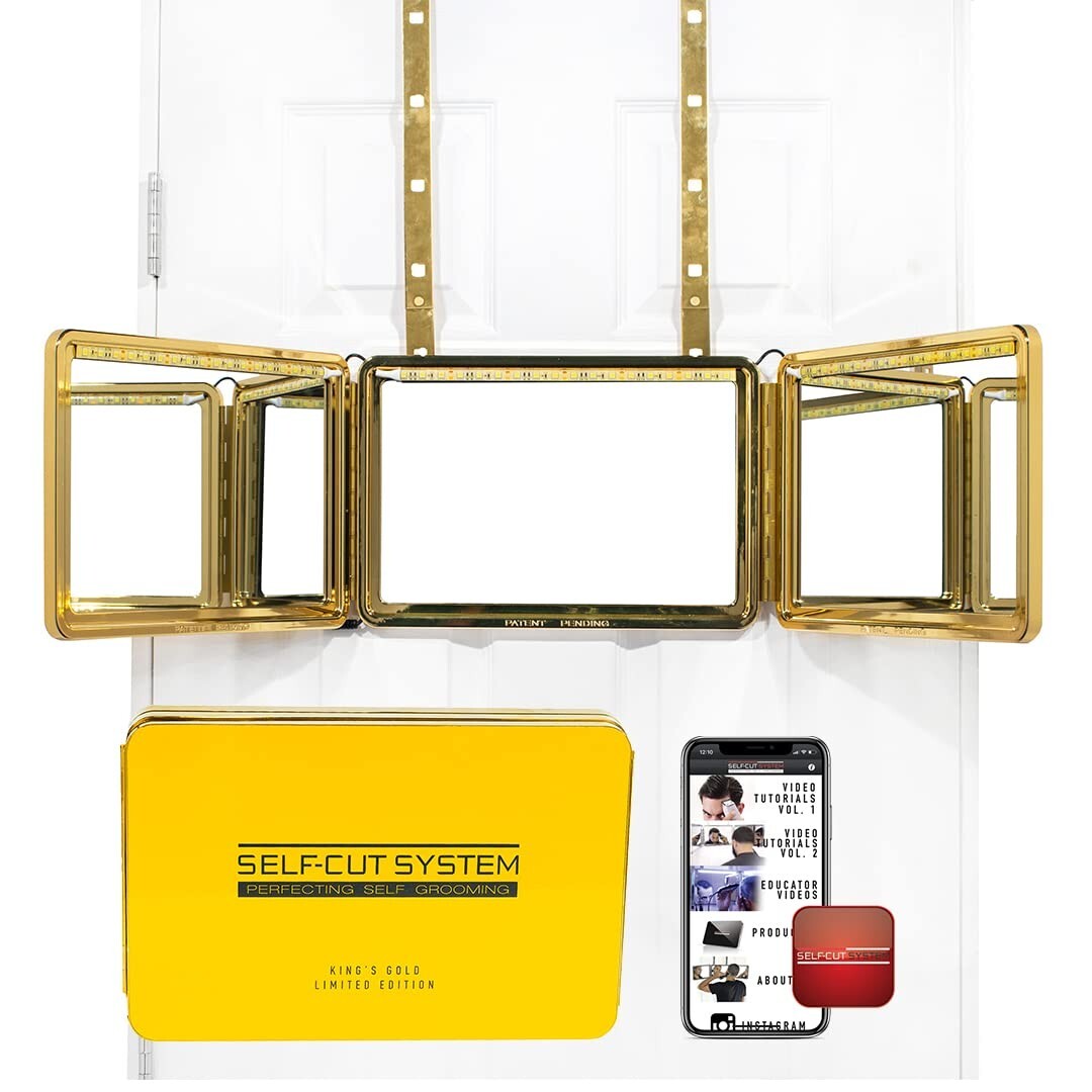 Luxury Gold Plated 360 Haircut Mirror with App Support for Mastering Cuts