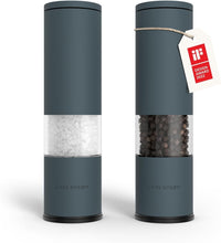 Load image into Gallery viewer, Stylish Adjustable Ceramic Spice Mill Set - Salt &amp; Pepper Grinders in Stone Blue