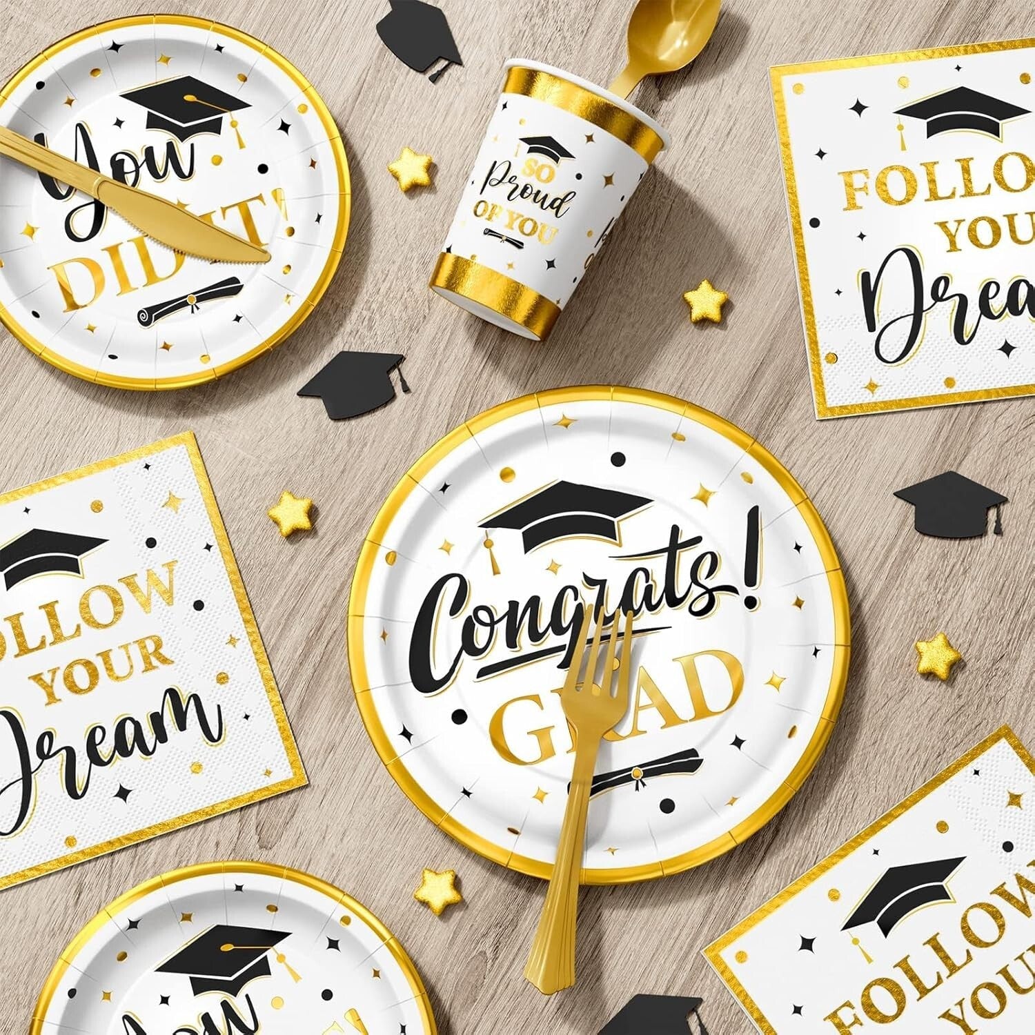 Complete 350 PCS Graduation Disposable Dinnerware for Class of 2025 Celebrations