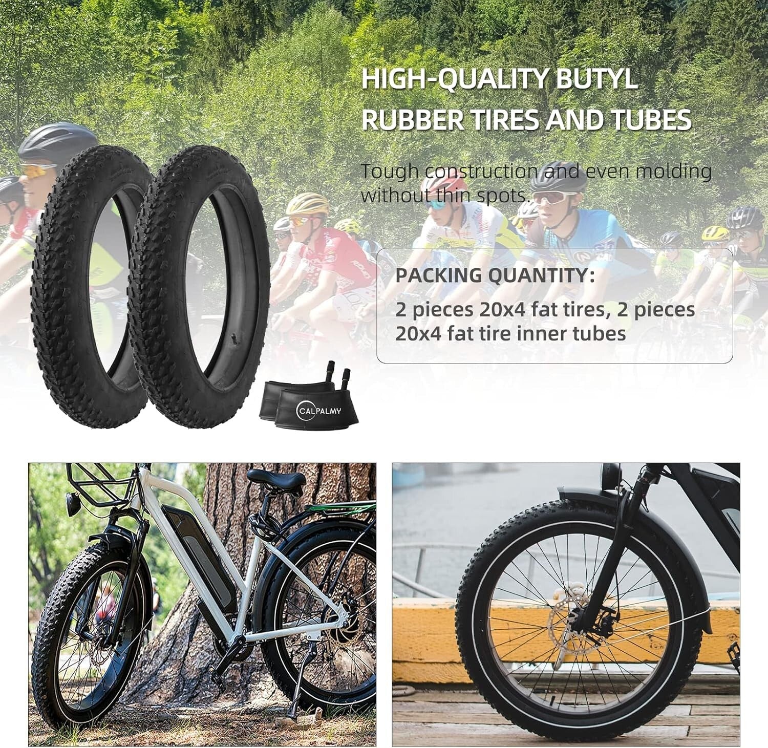 Heavy-Duty 20” Fat Bike Tires & Tubes with Knobby Tread - Ideal for Any Terrain