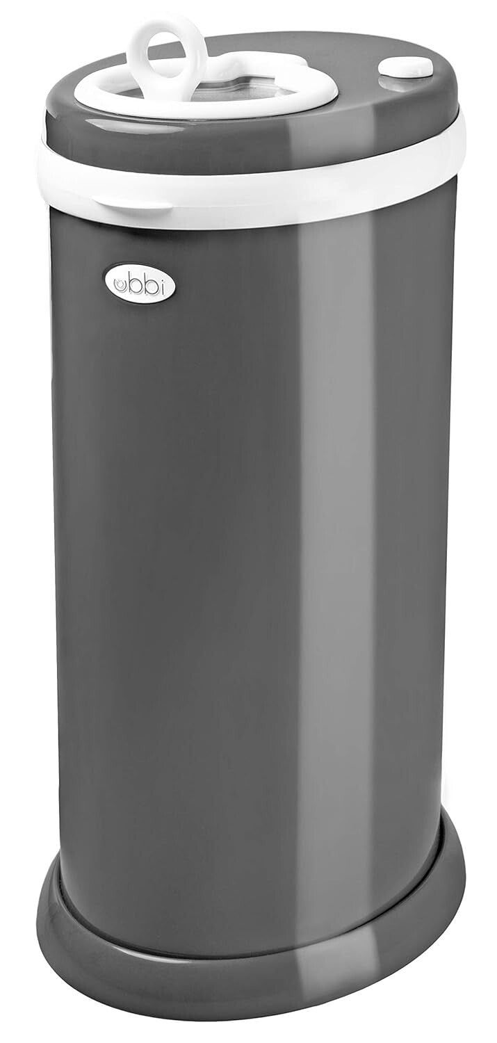 Award-Winning Slate Steel Diaper Pail - Odor Locking & No Special Bags Needed