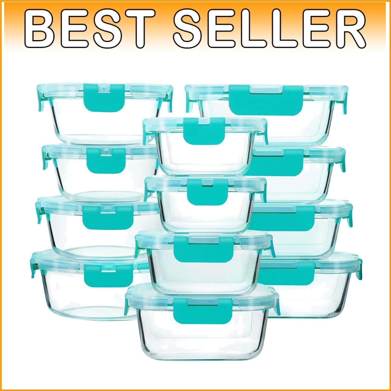 Durable 24-Piece Glass Storage Containers with Smart Lock Lids - Leak Resistant