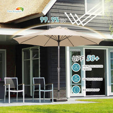 Load image into Gallery viewer, Waterproof 9FT Outdoor Umbrella with Wind Vent and Crank Lift for Backyards