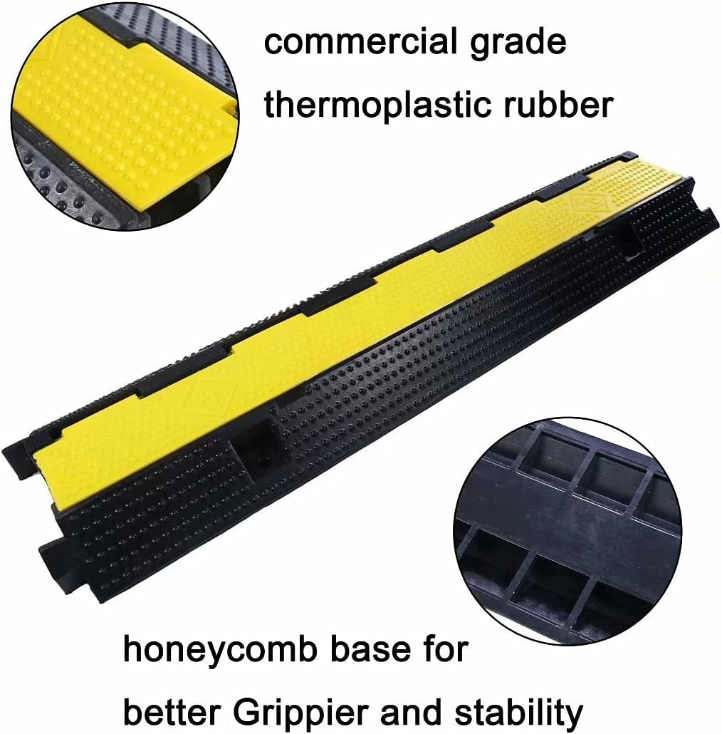 Modular Interlocking Cable Ramps - 22000Lbs Load Heavy-Duty Rubber System