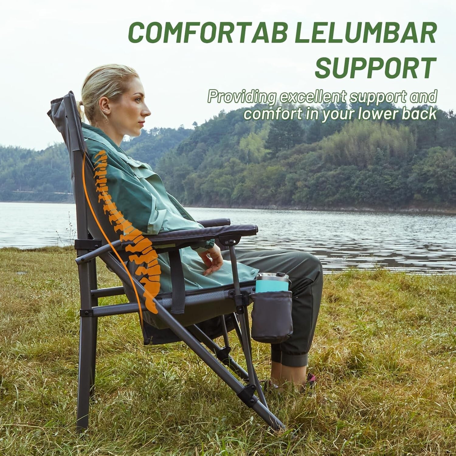Lightweight Adjustable High Back Chair with Lumbar Support & Side Storage Pocket