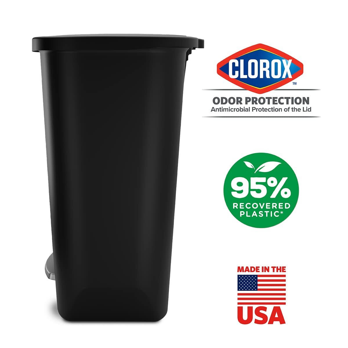 Elegant 20-Gallon Trash Can with Clorox Odor Protection - Hands-Free Operation