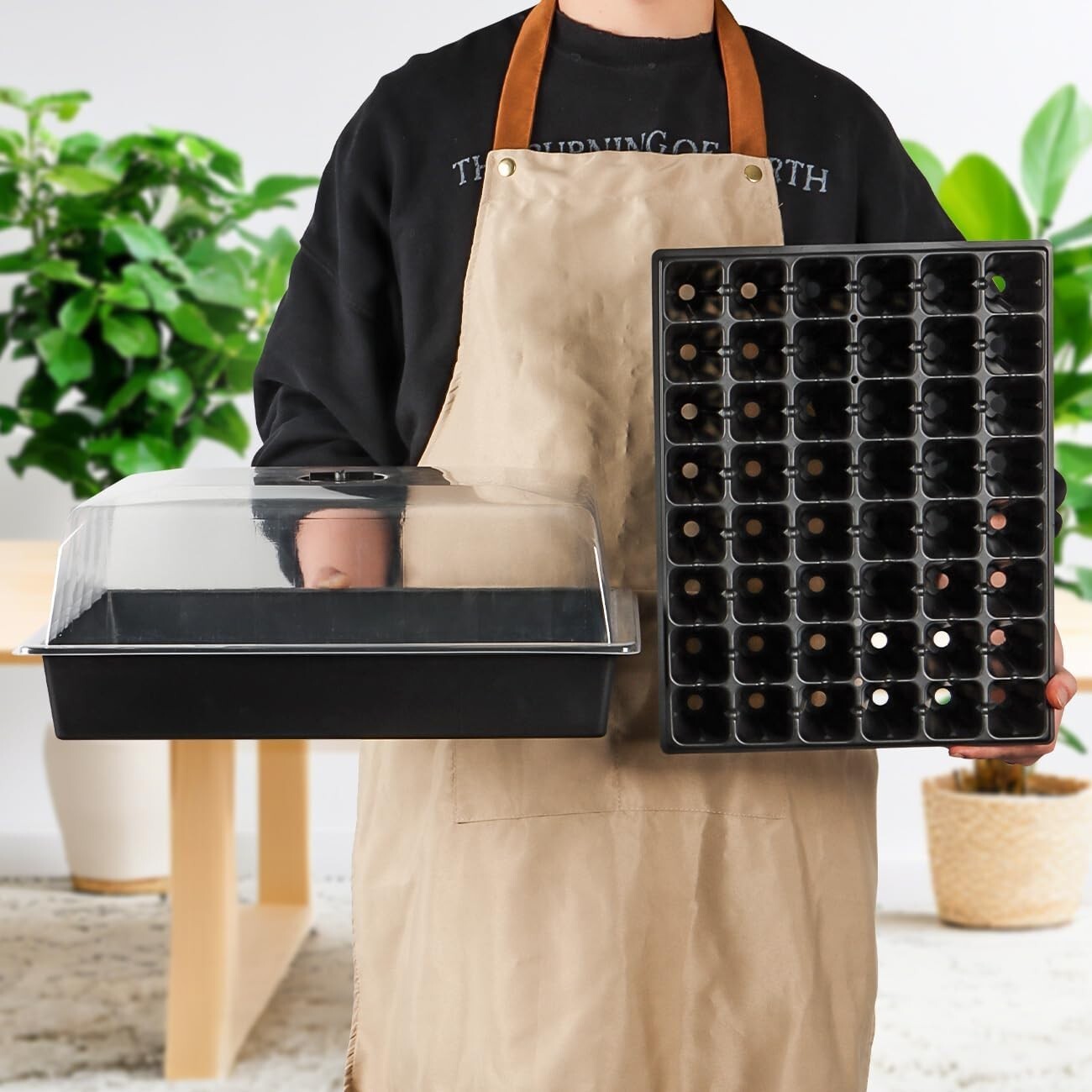 Heavy-Duty 5-Pack Seed Starter Trays with Leak-Proof Dome for Indoor/Outdoor Use